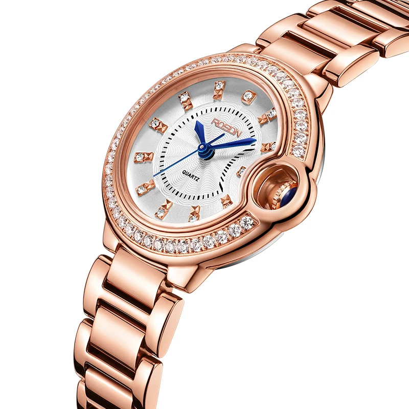 China manufacturer fashion brand design quartz watch luxury metal strap ladies diamond watch