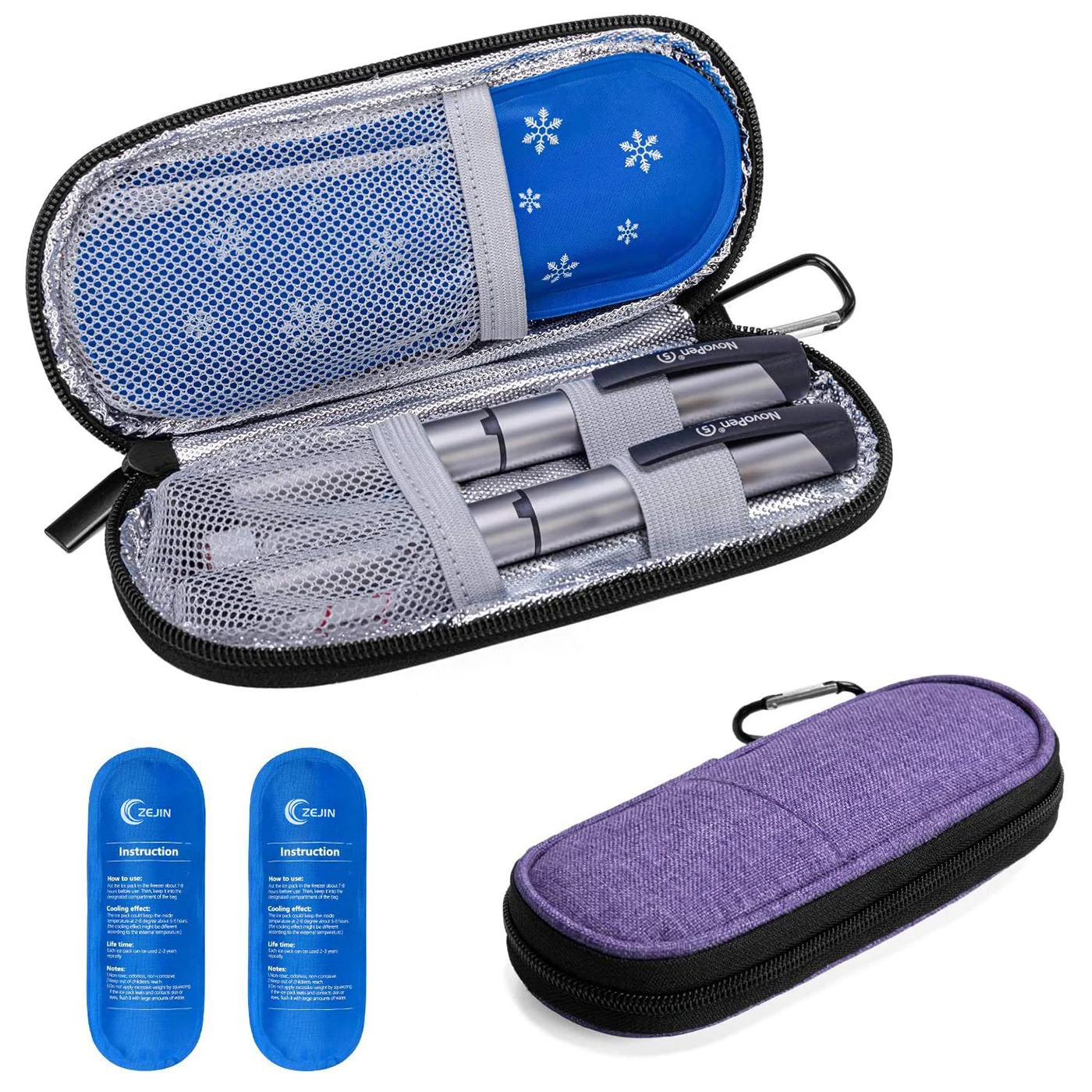 Customized Insulin Diabetic Cooler Bag Travel Case Portable Diabetic Pouch with 2 Gel Ice Packs Insulated RPET
