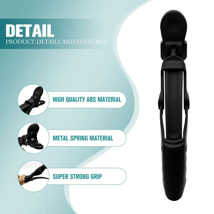 Hot Sale Custom Logo Matte Carbon Crocodile Clips Anti Hair Salon Hair Styling Black Matte Alligator Clip