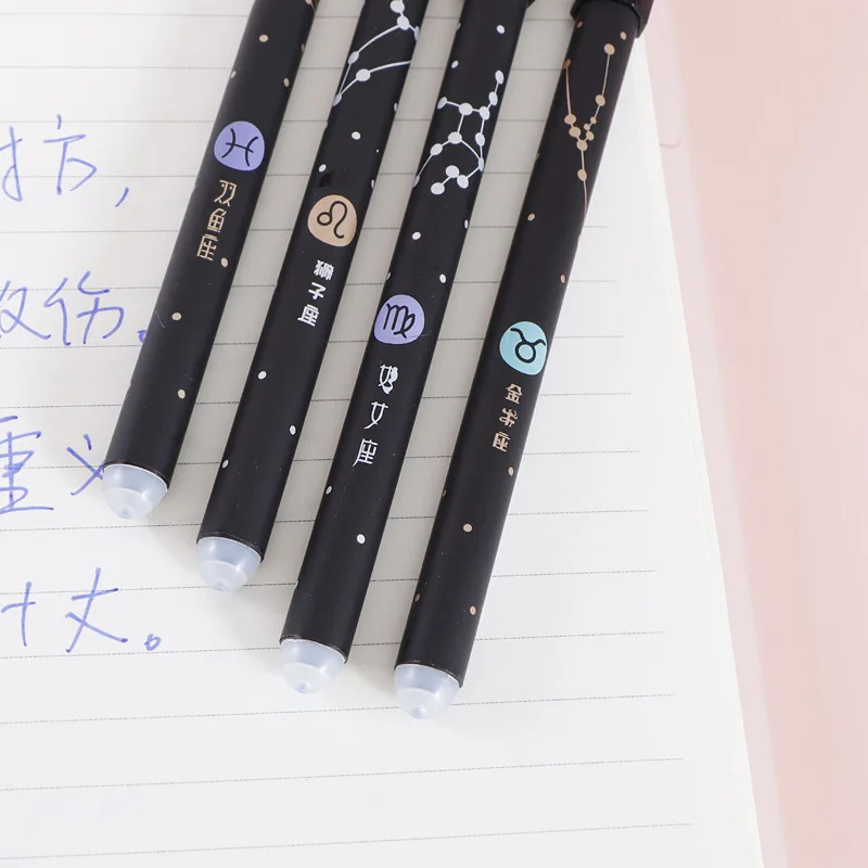 Stationery Non toxic safe Twelve constellations Black erasable gel pens with eraser 12pcs blue black luxury children gel pens