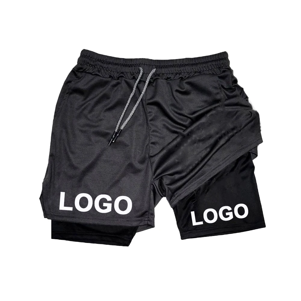 high quality 3D printing anime logo sublimation 2 in 1 gym custom double layer mesh sports shorts sport mens for men