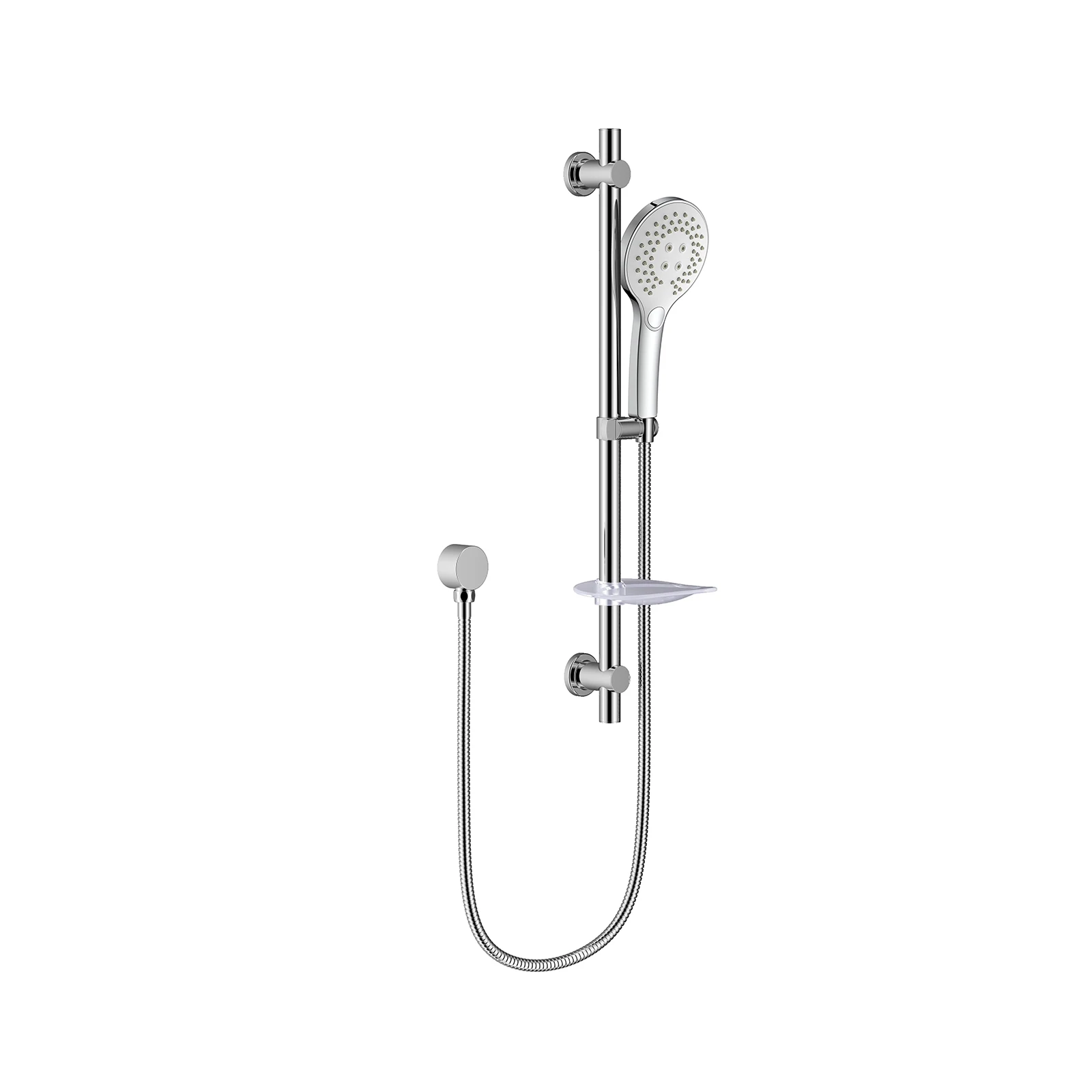 Chrome Wall-Mounted Adjustable Lift Rod With 3-Function Hand Shower Brass Hot And Cold Mixer Valve Body Bathroom Shower Set