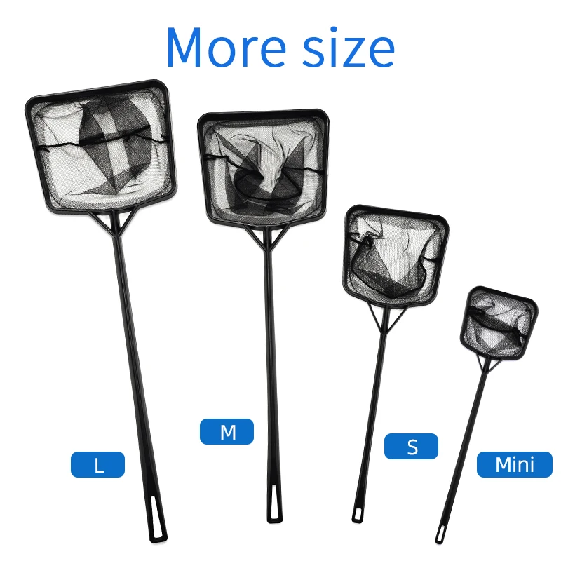 Wholesale Aquarium Square Fish Net 36 43 56 62cm Encryption Mesh Net Nylon Long ABS Handle Fishing Aquarium Net For Fish Tank