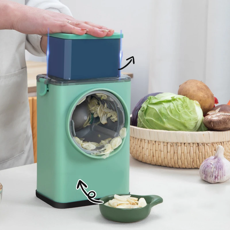 Manual Rotary Vegetable Fruit Tool Countertop Stainless Steel Plastic Drum Blade Cheese Grater Shredder Slicer Chopper Cutter
