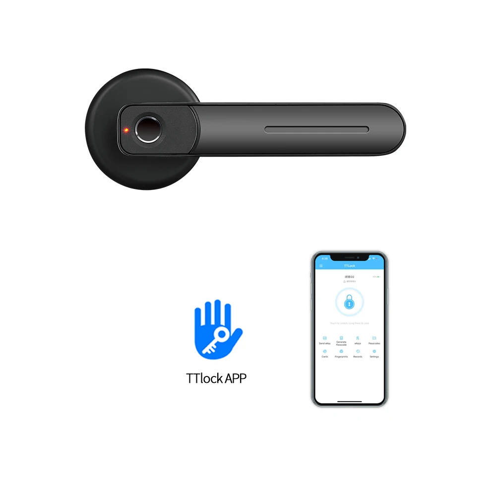 Security Zinc Alloy Fingerprint Smart Key Electronics Bedroom Home Tuya Handle Door Lock