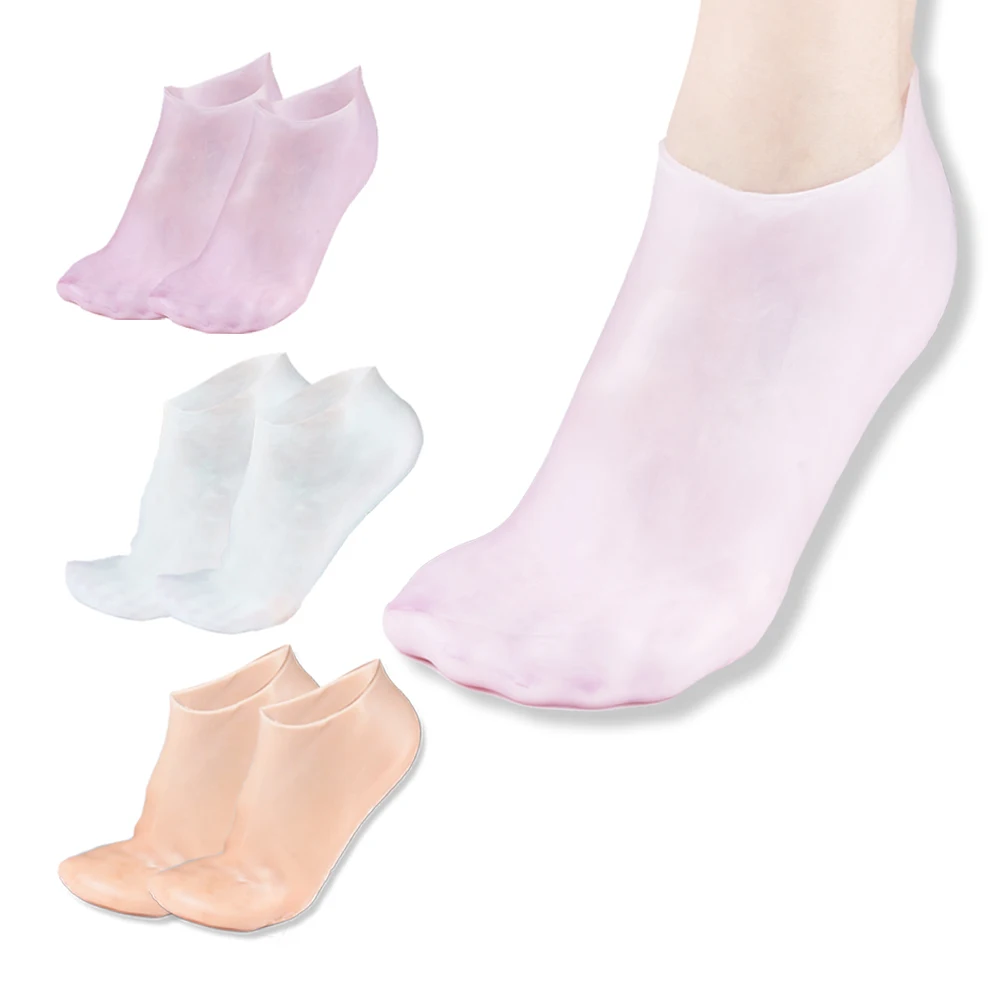 Silicone SEBS Exfoliation Spa Socks Foot Skin Care Dry Cracked Feet Elastic Moisturizing Sock for Cracked Heel Treatment