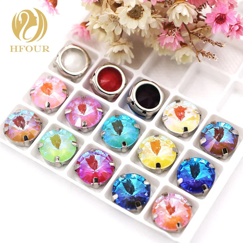 K9 Glass Mocha Fluorescent Round Shape Flatback Sewing Rhinestones