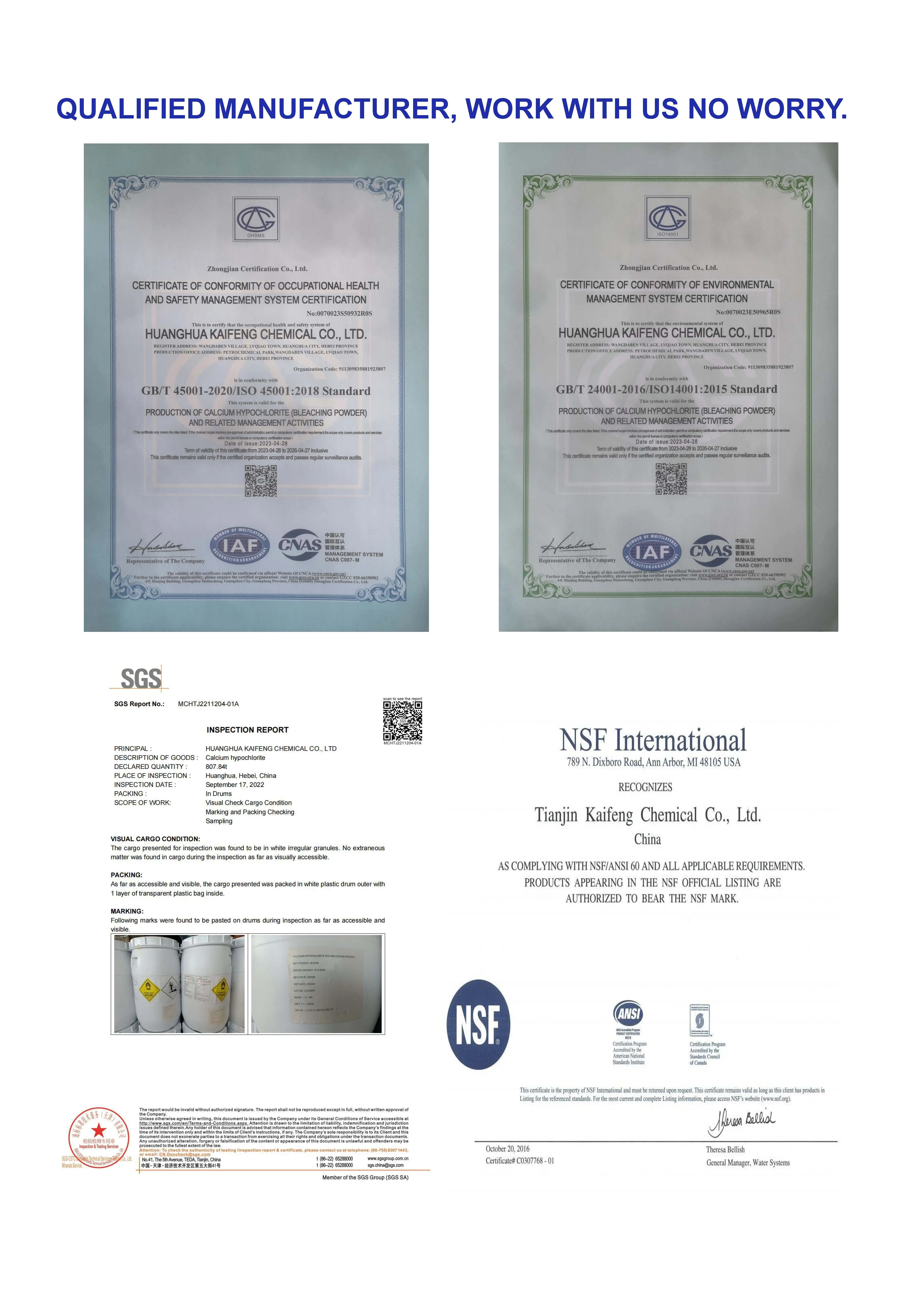 30+ years manufacturer 65%  granular Calcium Hypochlorite