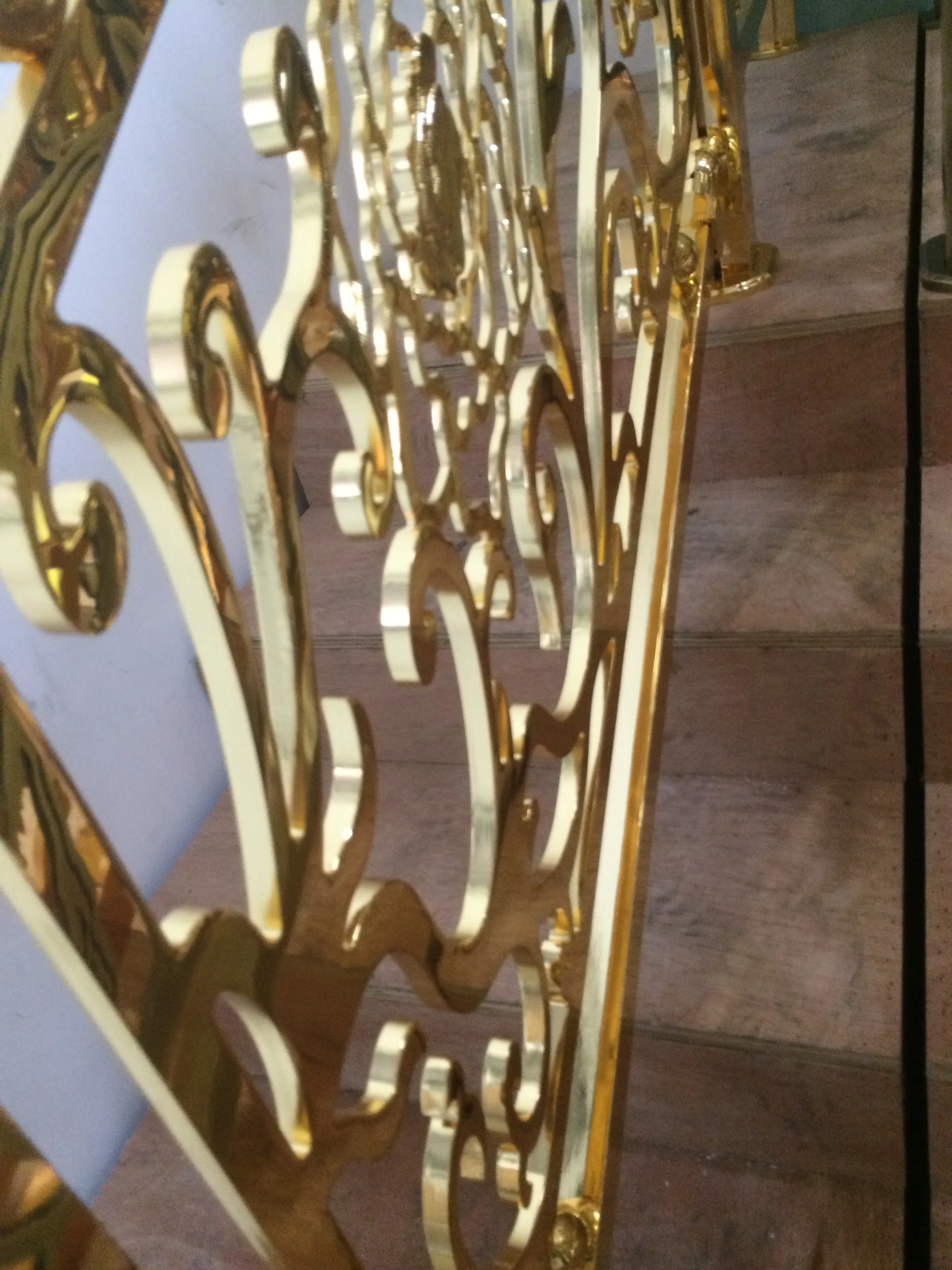 Luxury gold stainless steel villa staircase handrail golden balustrades handrails