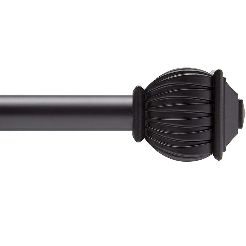 Gold Extendable Metal Single Window Rod For Curtains With Twisting Finials Adjustable Iron Curtain Rod