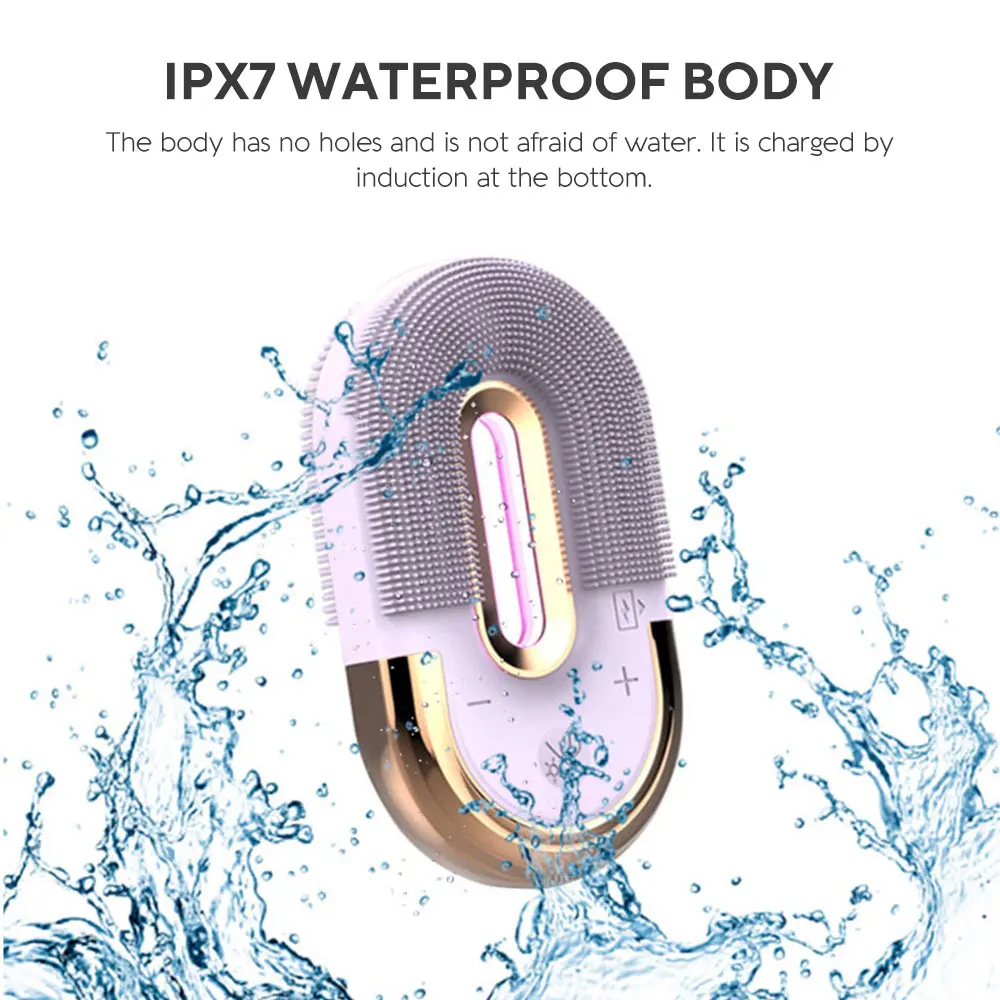 
Ce FC Rohs Approved Food Grade Silicone Ip67 Waterpoof Multiple Modes Facial Brush 