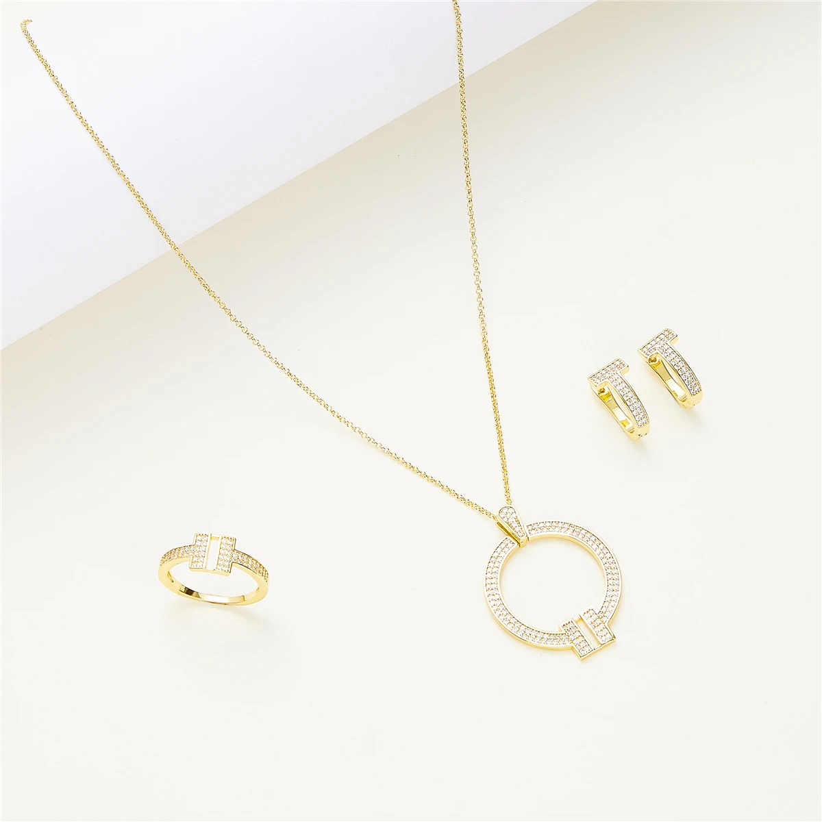 New Fashion Jewelry Set Ring Necklace Earring Wedding Jewelry Moroccan National Style Hollow Diamond