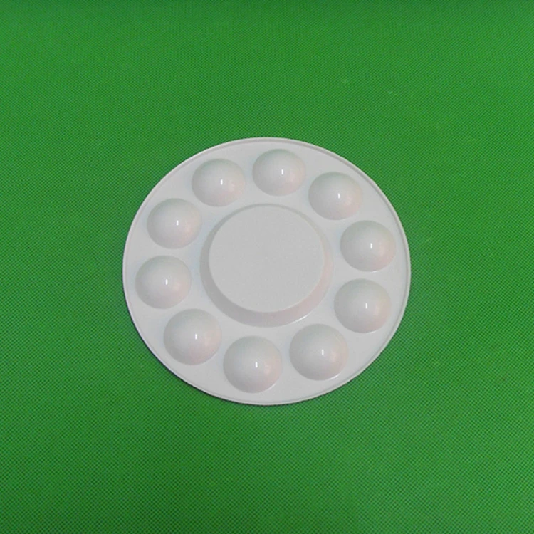 Оптовая продажа, художественные принадлежности, белая акриловая пластиковая масляная Акварельная Палитра 10 лунок, Палетка для рисования для студентов и художников