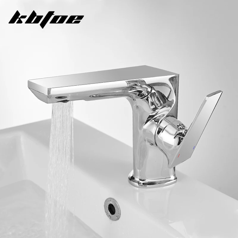 Modern Single Handle Brass Hot Cold Water Mixer Tap Sink Bathroom Basin Faucet