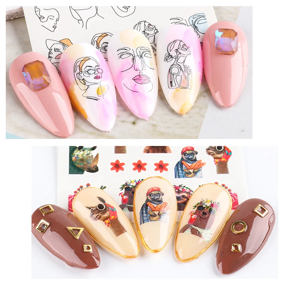 
Wholesale 16PCS More Style Snake Cartoon Nail Art Sticker For Nail Decoration 