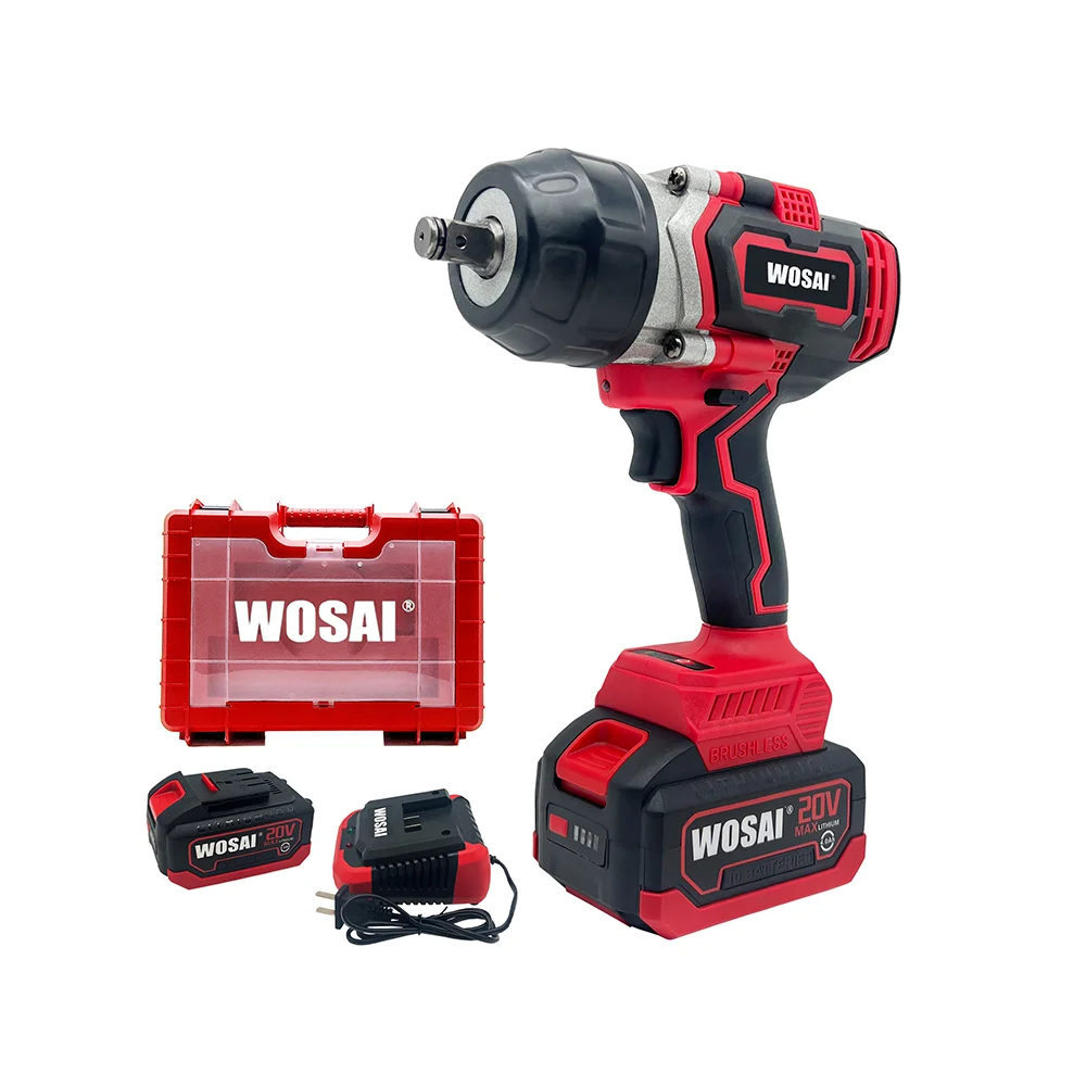 WOSAI New Arrival 20V Cordless Brushless Electric Battery 1/2 Impact 800NM High Torque Brushless Wrench