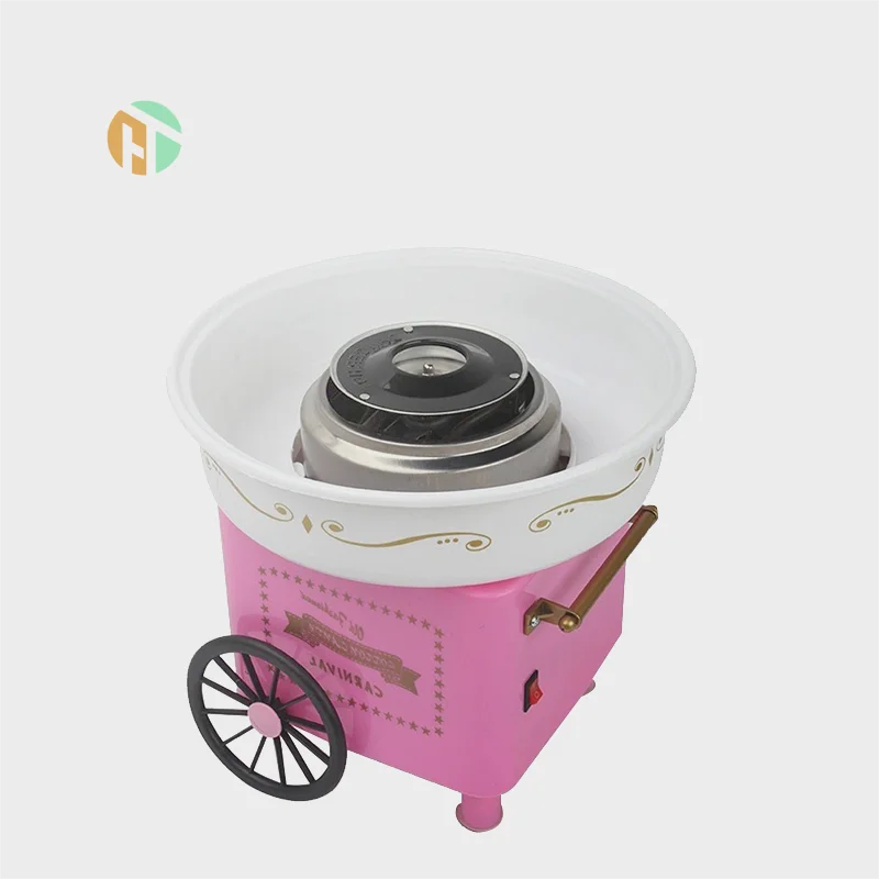 Pink Home Retro Cart Mini sweet cotton candy machines Plastic Portable Cotton Candy Machine