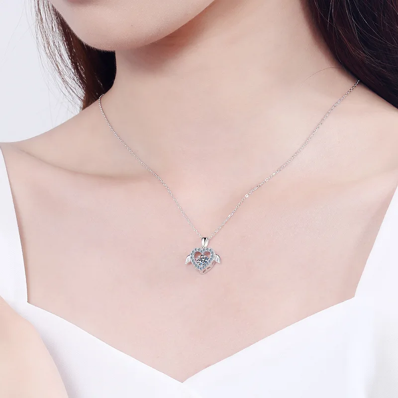 Fashion Luxury S925 Sterling Silver Necklace 50 points moissanite plating pt950 Jewelry Necklace with GRA Certificate