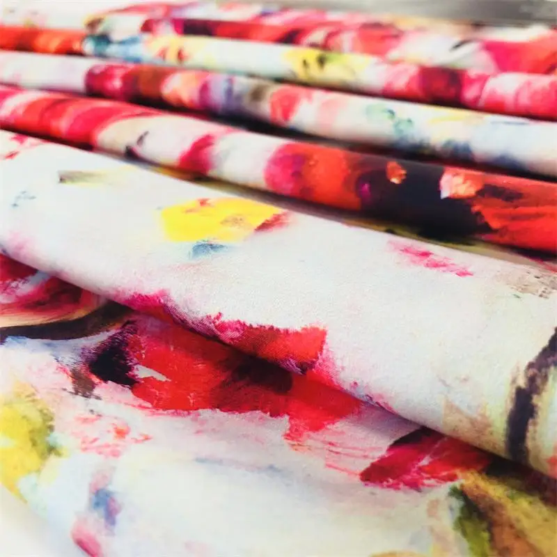 Wholesale Fabrics Suppliers Custom Print Fabric Poly Silk Satin Chiffon Fabric For Dress