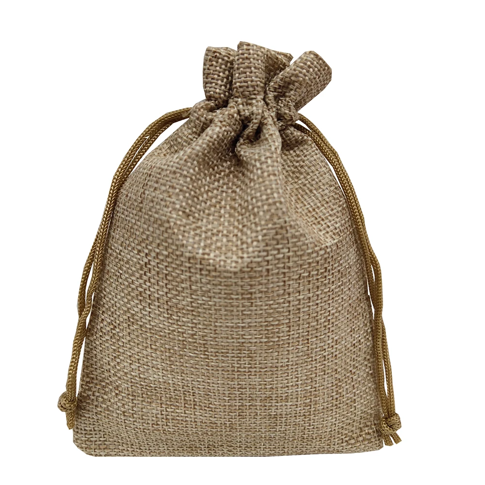 Sankira custom logo print small smell proof fabric burlap gunny sacks grocery organic hemp bags with drawstring