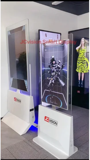 JCVISION 55 indoor inch floor standing double side transparent oled Android Touch advertising screen display