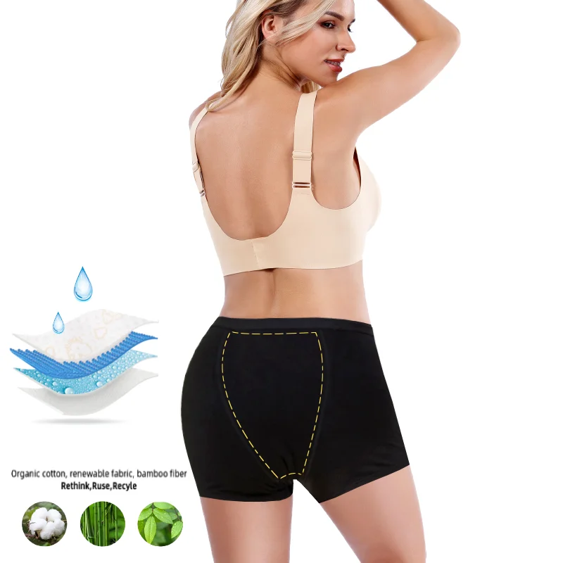 Wholesale Women's Full Protection girls boxers underwear 4 Layers Period Washable Incontinence Functional Underwear Panty