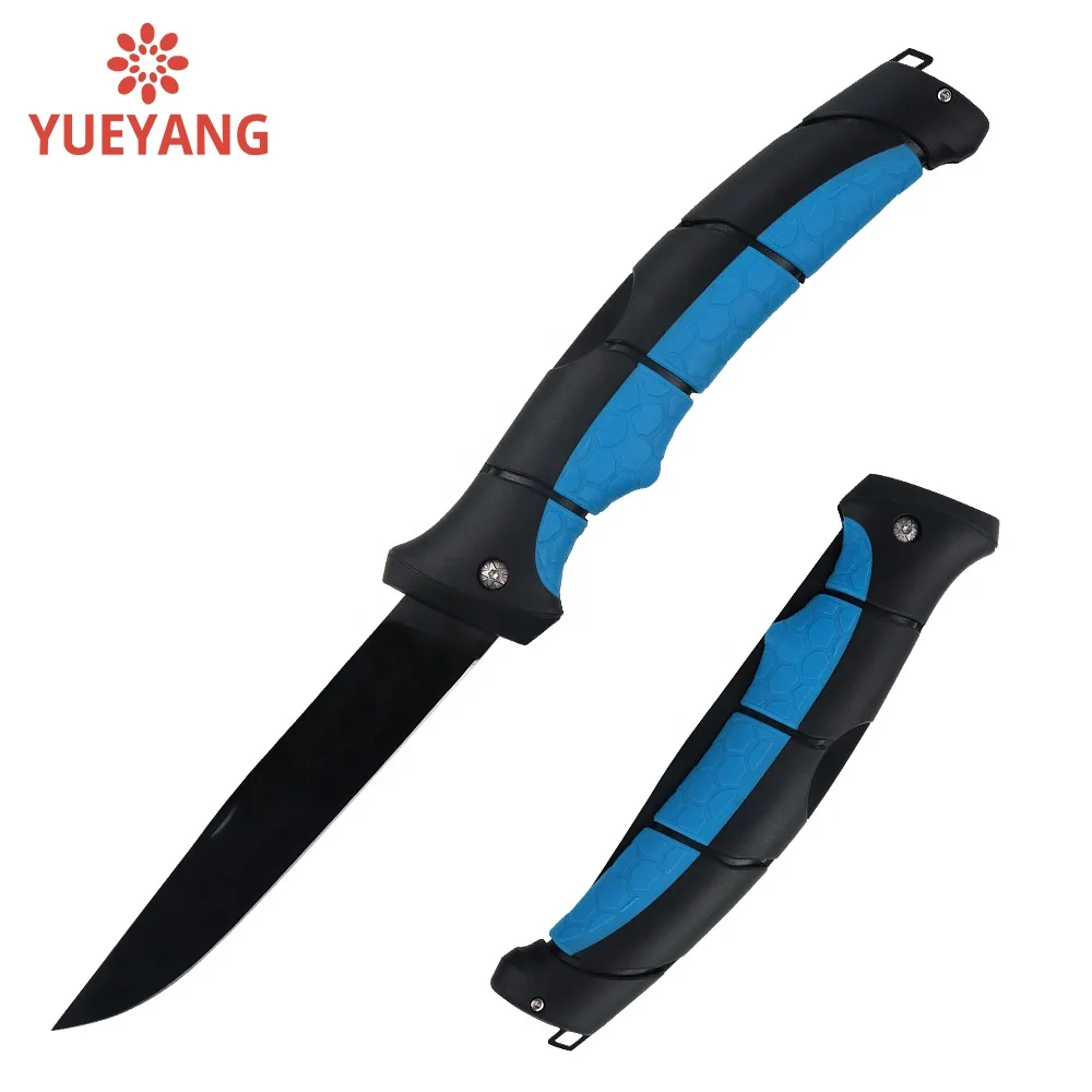YUEYANG 6 inch Folding Fillet Knife with Non-Slip Grip Handle, Stainless Steel 5CR15MOV for Gutting, Fishing and Hunting