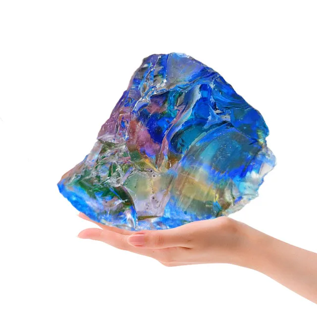 Garden Glass Rock Garden Decoration Broken Glass Rocks Ocean Blue