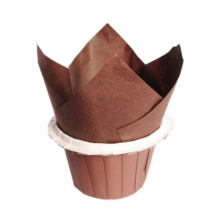 
Лидер продаж 2021, бумажная форма для выпечки, чашка для маффинов с коричневым тюльпаном для свадебного подкладки для кексов 