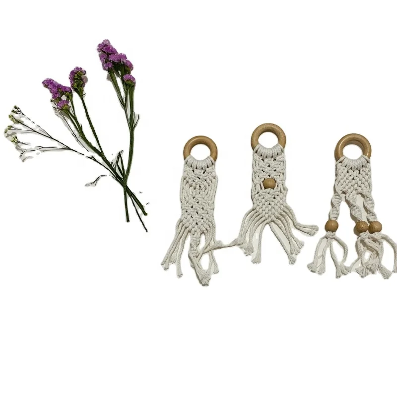 
Custom Baby Gym Toys Wholesale Beech Wooden Pacifier Newborn Handmade Macrame Infants Gym Toys 