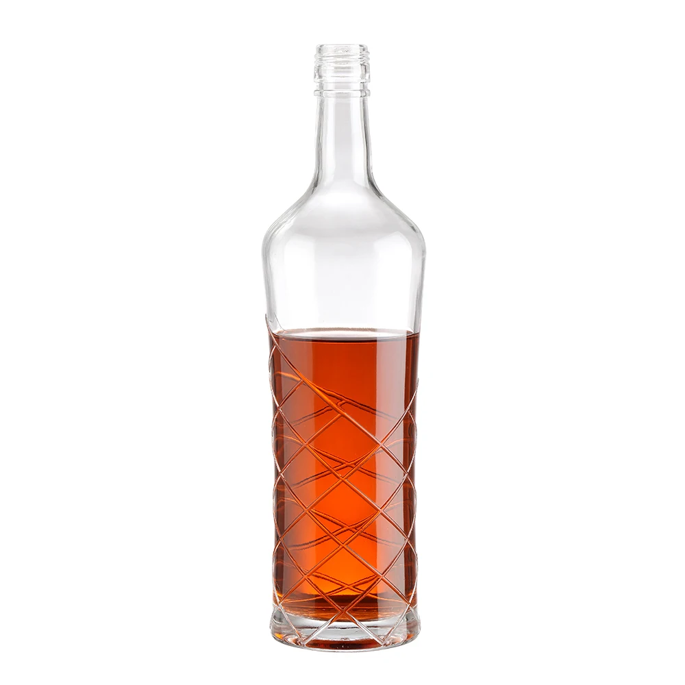 Customized 700ml Liquor bottle premium tall round fancy wine bottle tequila whisky vodka  juice gin rum liqueur glass bottles