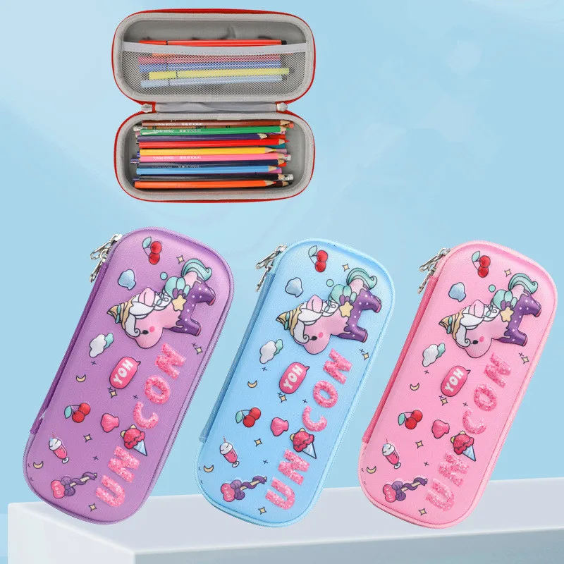 Stationery Supplies Kawaii 3d Hard Clear  Pencil Case Box for Kids