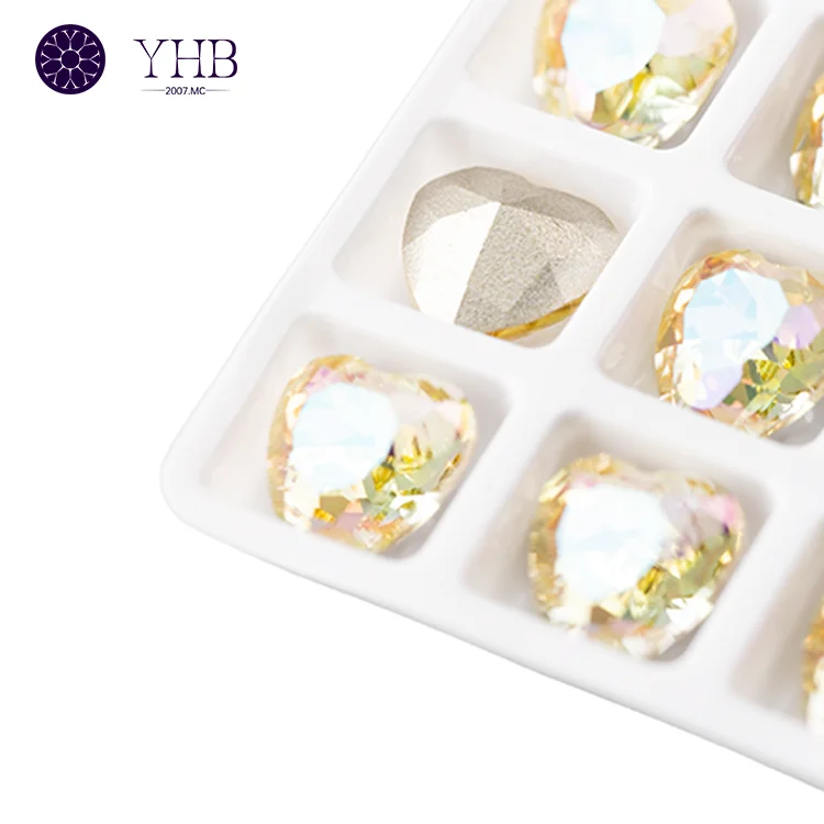 Wholesale Bulk High Quality Non-Hotfix Rhinestone Glass Heart Shape Rhinestone For Clothes Jewelry