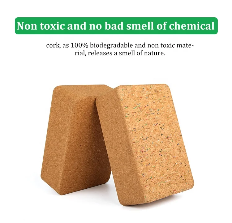 Eco Friendly Custom Logo Private Label Cork Yoga Brick High Density Wholesale 100% Natural Cork Yoga Block For Fitness