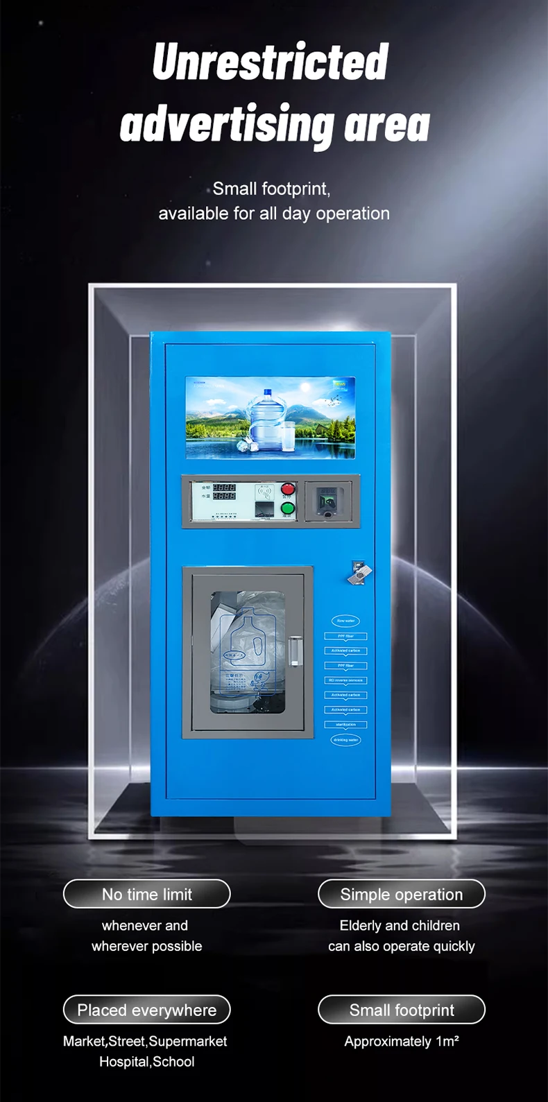 Automatic 400gpd Vending Machine Water Cold Water Warm Water For Sale