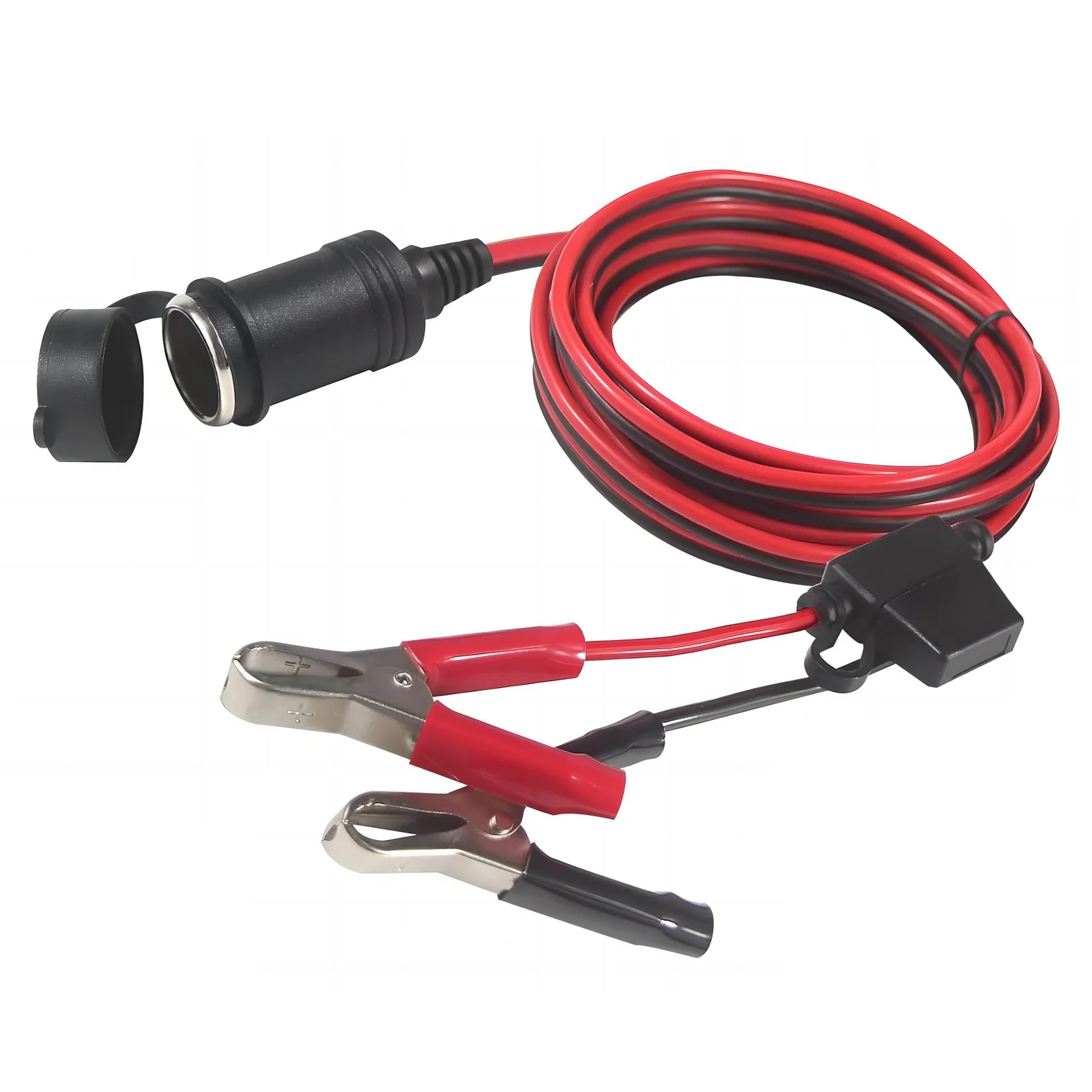 8FT 12v Female Car Cigarette Lighter Socket Extension Cord Car Jumper Cable Alligator Clip
