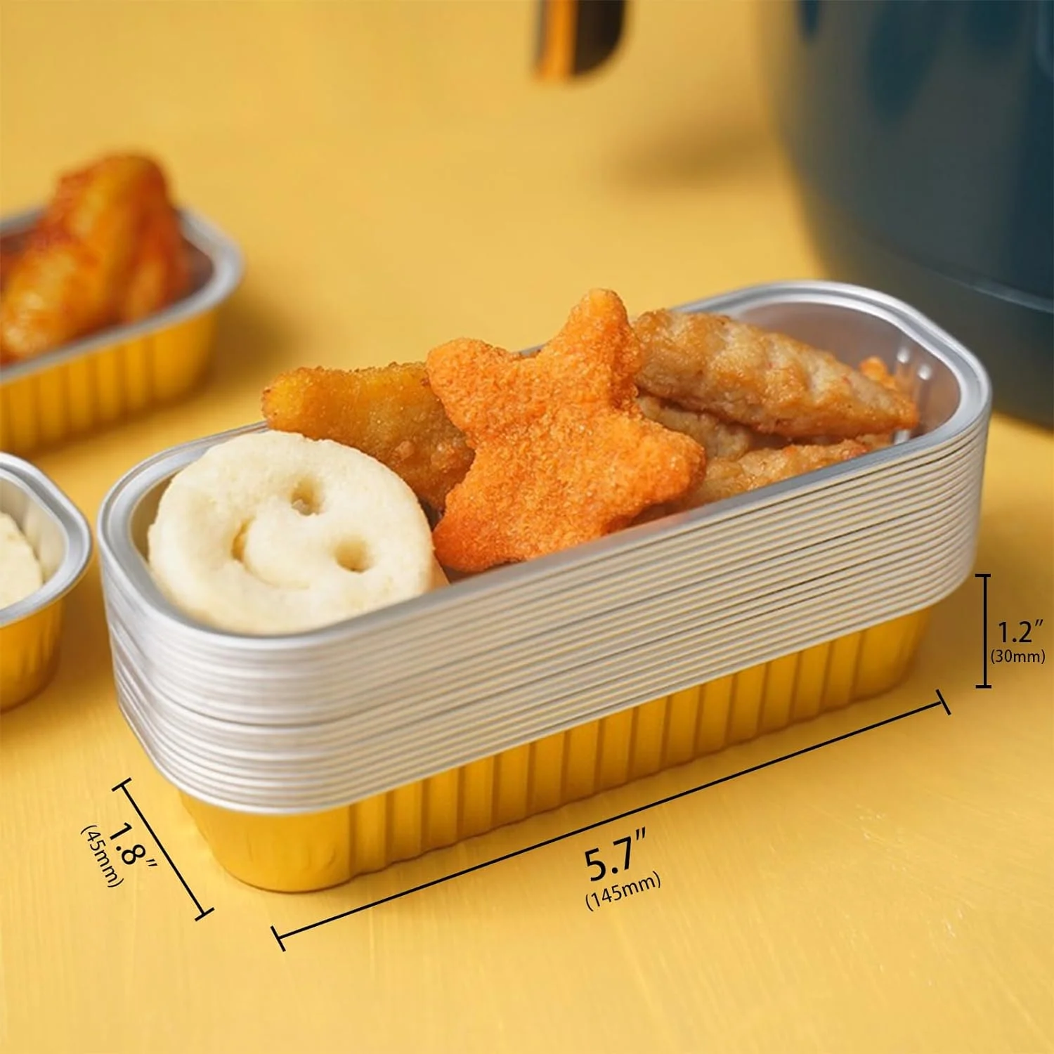 Aluminum foil paper cup rectangle for air fryer accessories mini loaf pans with lids for wedding birthday party