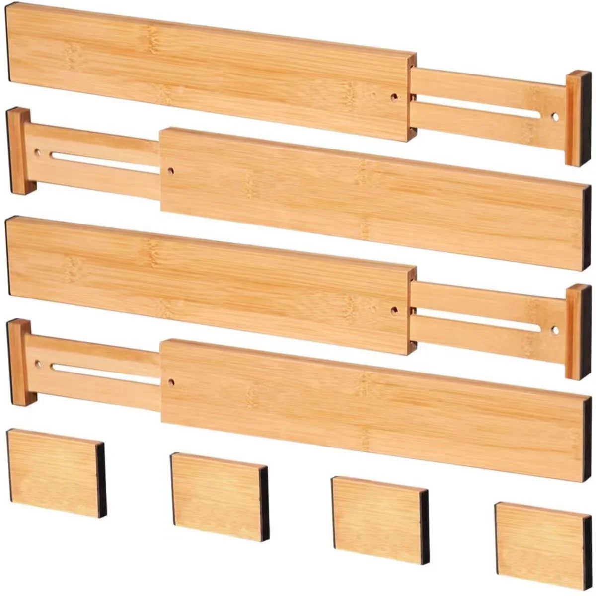 drawer organizer dividers insert adjustable separators spring loaded kitchen 4 pack expandable bamboo drawer divider