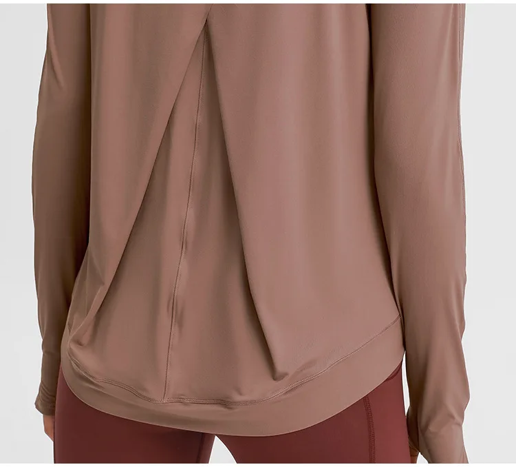 Custom Printed Womens Plain Long Sleeve Oversized Crop Tops Yoga Fitness Gym T-Shirt Logo Sportswear Tshirt For Women