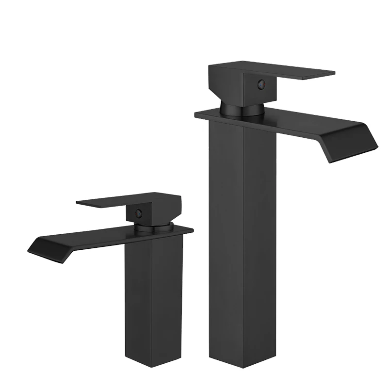 Конкурентоспособная цена, Смесители водопада с одной ручкой для крепления на бортике, современный черный смеситель из нержавеющей стали для ванной комнаты