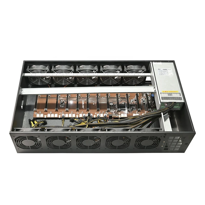 low noise  case12gpu Barebone Rtx 3080 motherboard 55mm greater spacing slot 12 GPU server case 10*cooling fans GPU case