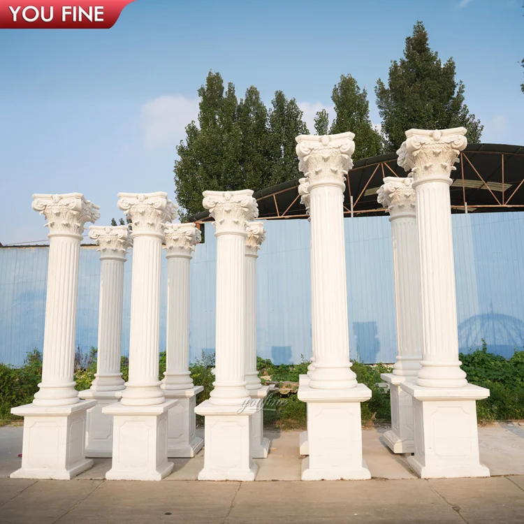 Outdoor Beige Natural Marble Column Solid Pillar