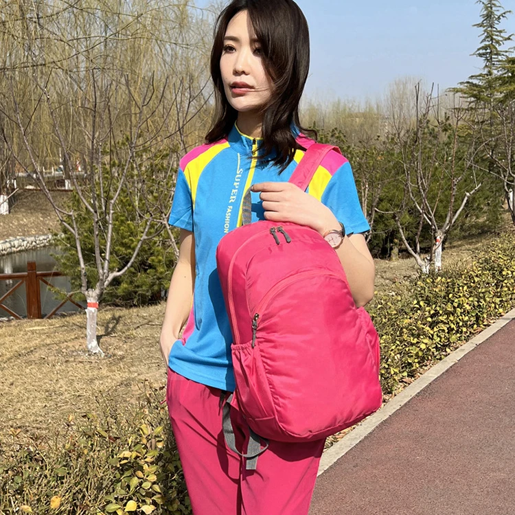 factory pink large sport outdoor tourist nylon folding backpack bag waterproof nature hiking backpack travel bagpack for men