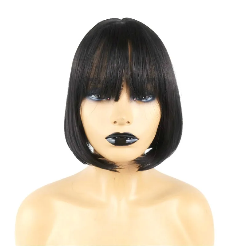Wig Bobo Wig Female Qi Bangs Bo Bo Bo Short Straight Hair Chemical Fiber Vickers  hair  hot selling products 2024