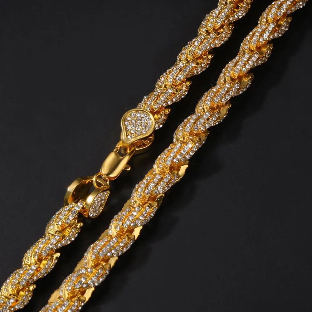 2019 New Zinc Alloy Crystal Necklace Rose Gold 24Inch 9mm Rope Chain Necklace Men Charms Jewelry Wholesale One Pcs Drop Shippi
