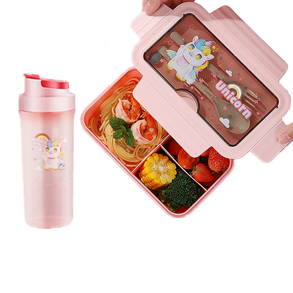 Прямоугольная коробка для бенто с бутылкой воды caja bento con botellas de agua caixa Bento com garrafa
