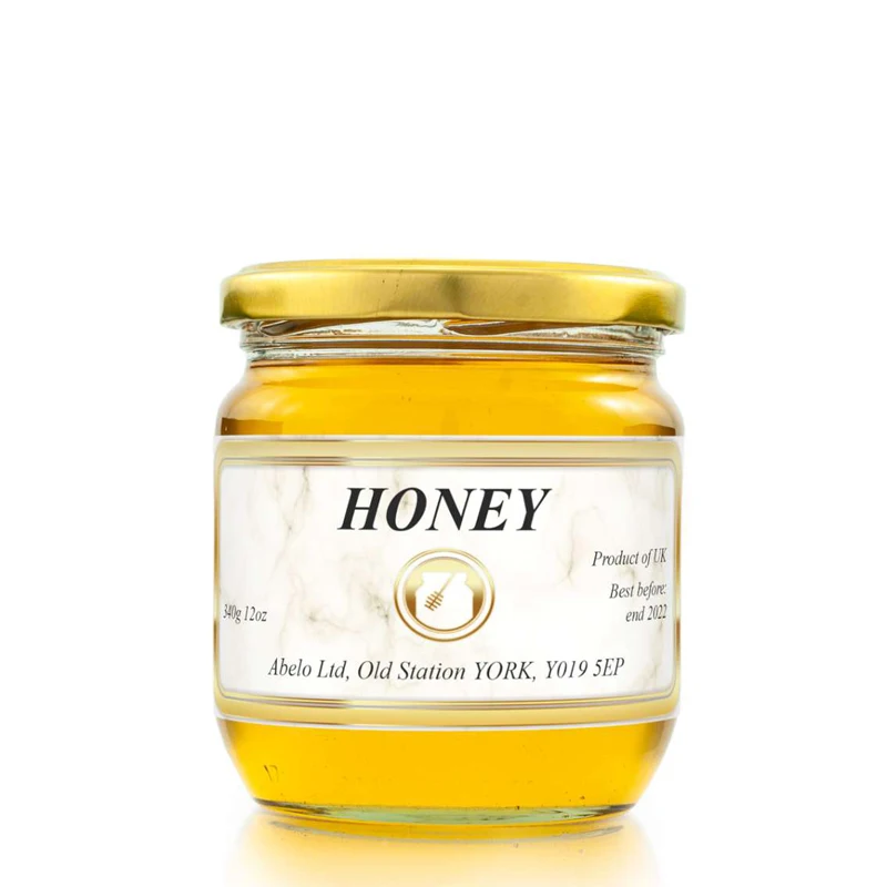 Hot sale custom waterproof transparent honey bottle labels and stickers