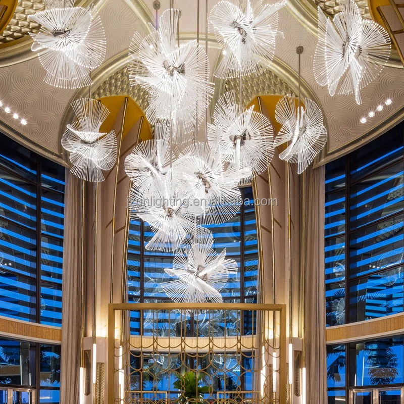 Postmodern Large Spark Ball Chandelier Modern Stars for Home Hotel Restaurant Decor Remote Control Lights