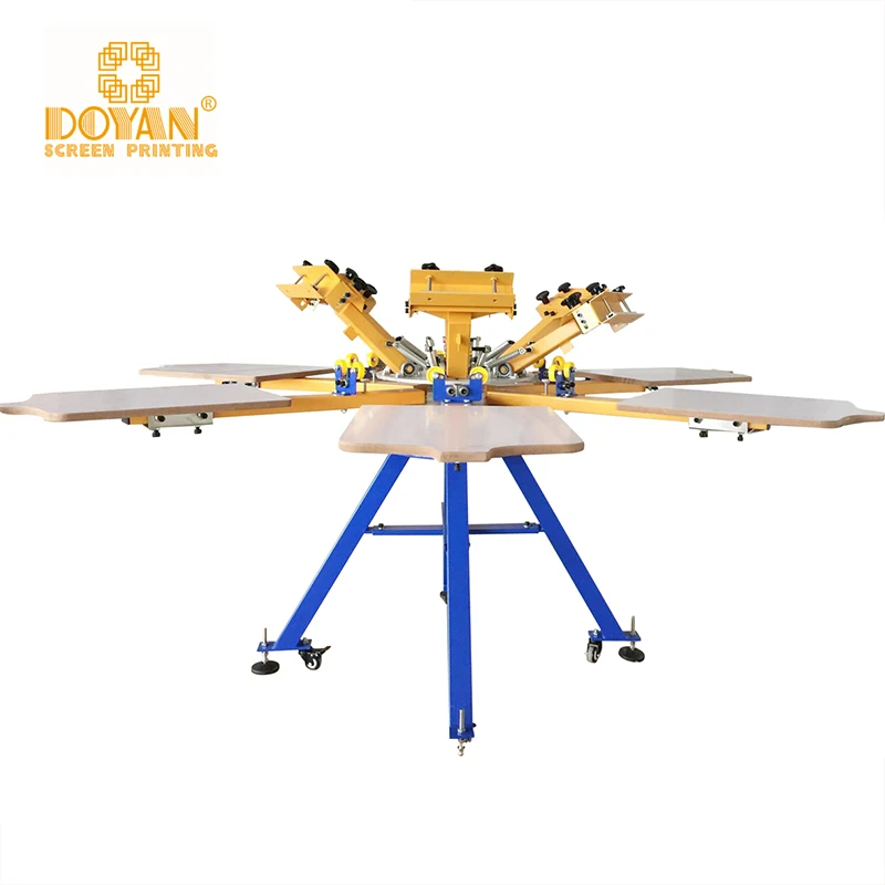 Doyan Hot Selling screen printers 6 station 6 color manual screen printing machine for clothes