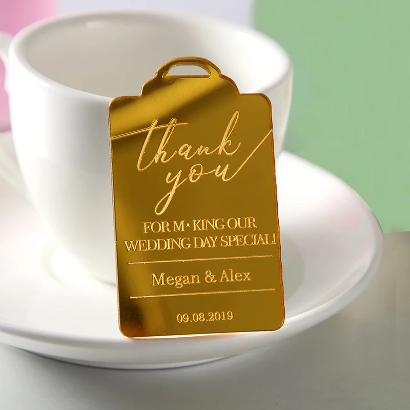 Luxury wedding thank you gift tag with personalized name SAVE THE DATE personalized golden  Favor bridal party decoration